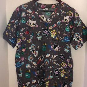 TOKIDOKI Gray Scrub Top, Sz XL